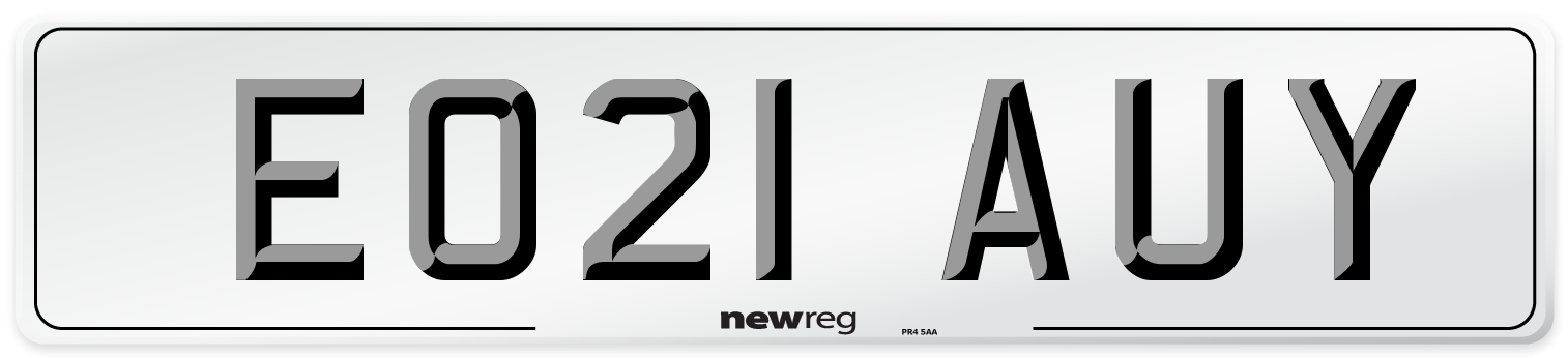 EO21 AUY Number Plate from New Reg